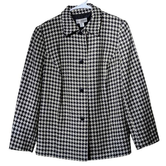 August Max Woman Jackets & Blazers - VTG August Max Woman Black/White Houndstooth Button Front Lined Jacket Sz 12W